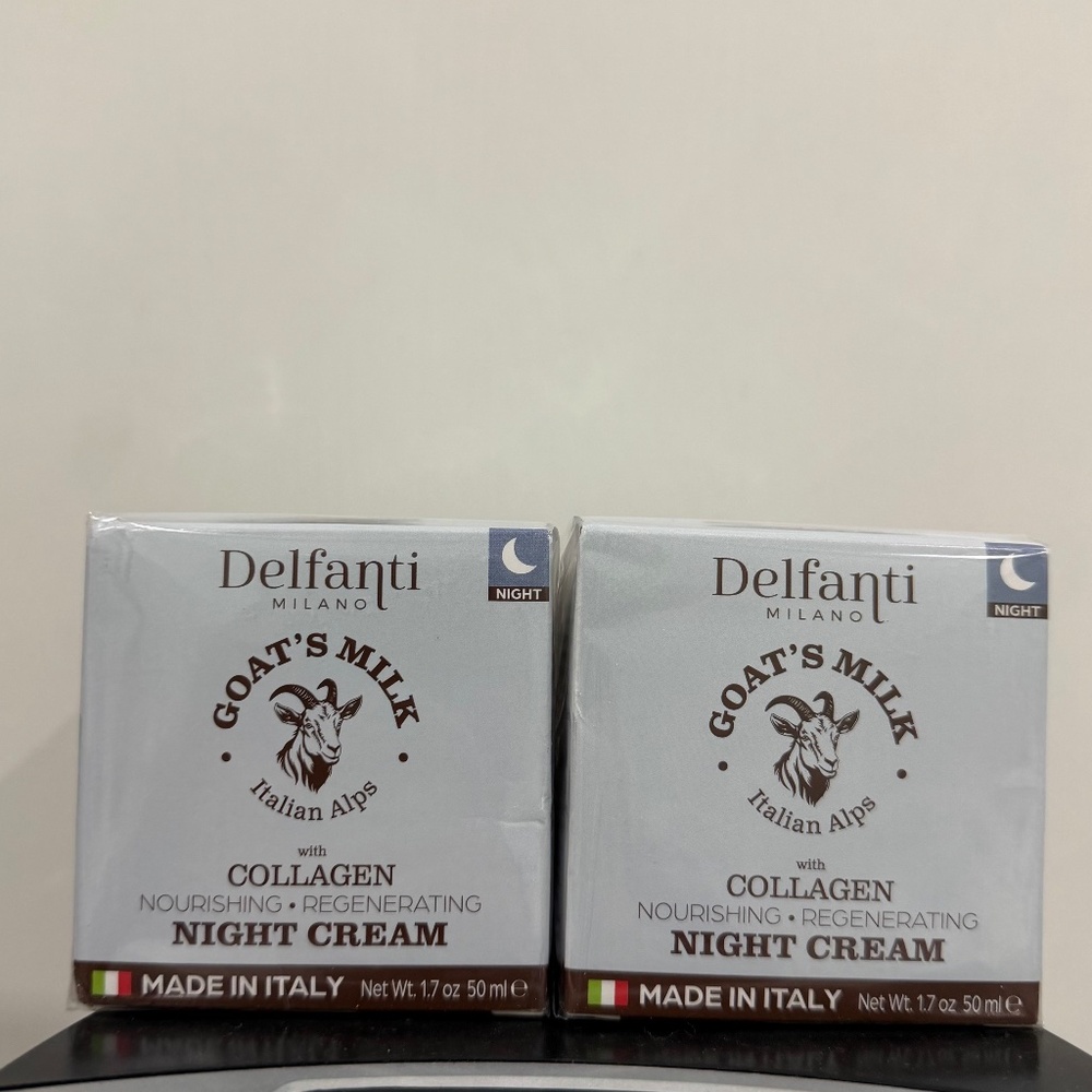 Delfanti Milano Goat Milk Collagen NIGHT CREAM, Nourishing Regenerating 50ml x 2
